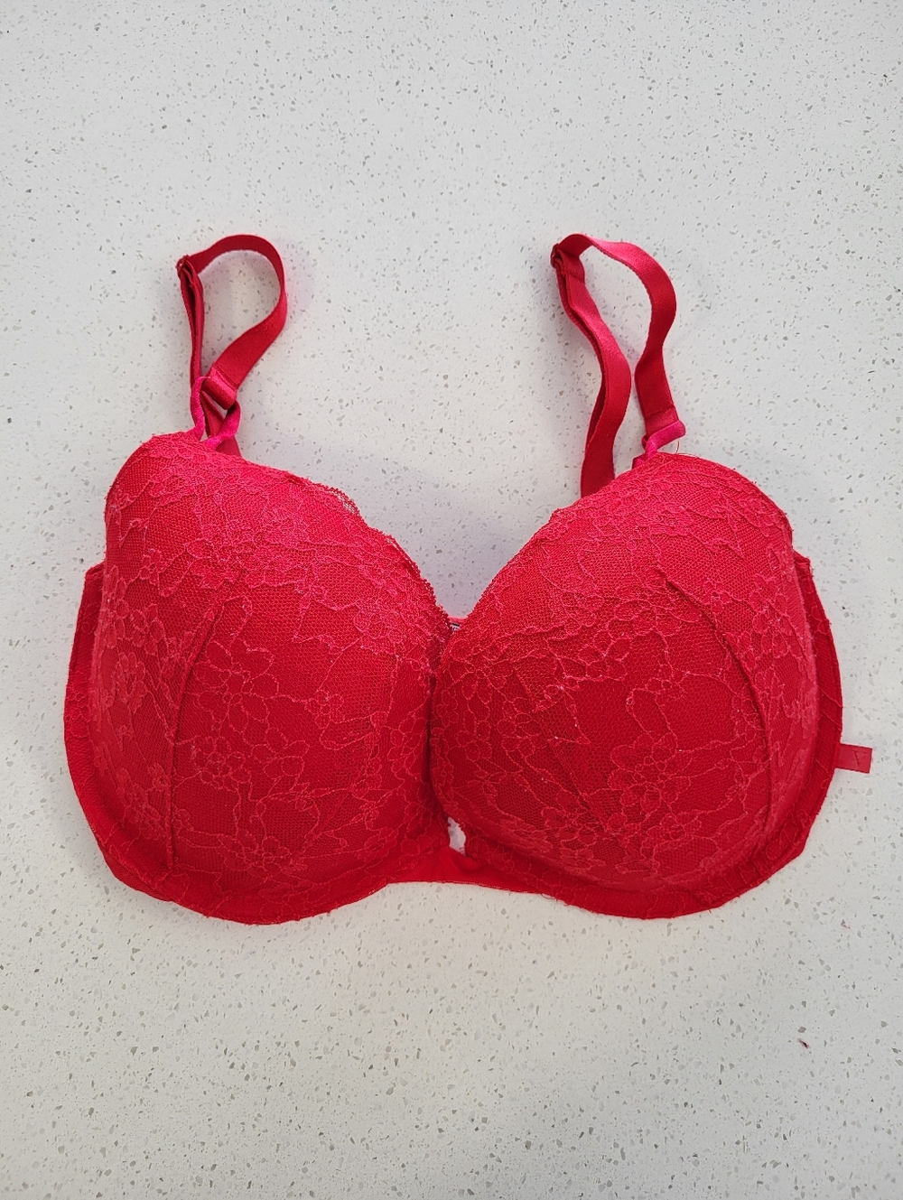 VS Victoria's Secret Red Lace Pushup Bra 34DDD Padded Underwire